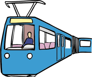 Verkehr: blaue Tram
